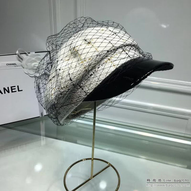 CHANEL香奈兒 原單2018專櫃新款 經典小香風呢子鴨舌軍帽 LLWJ6223